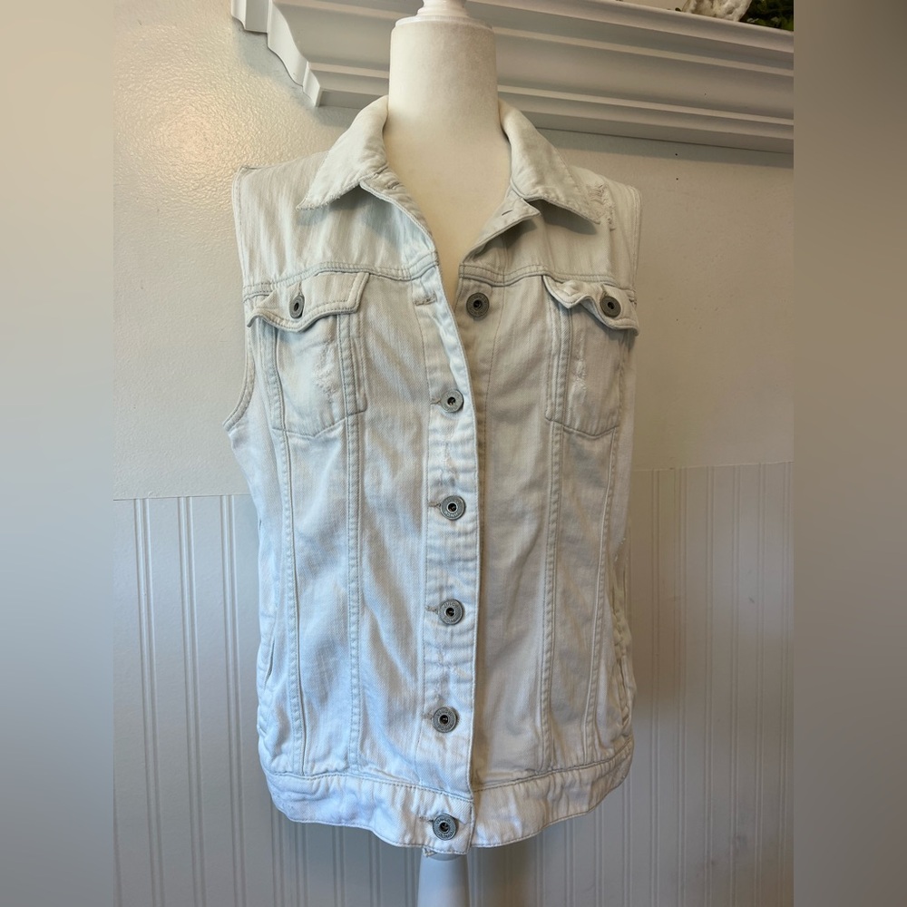 VINCE WOMENS CLASSIC DENIM VEST / SIZE: LARGE / Western / Stagecoach